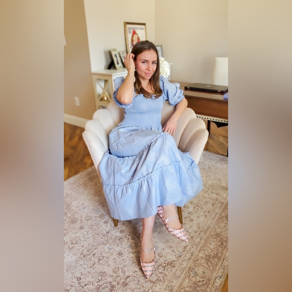 Hill House Nesli Nap Dress - Blue Sparkle Large